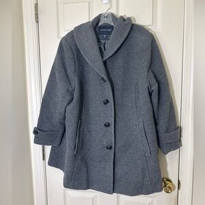 Lands' End Women's Wool Jacket Size 20 W Gray Winter Coat Excellent Condition